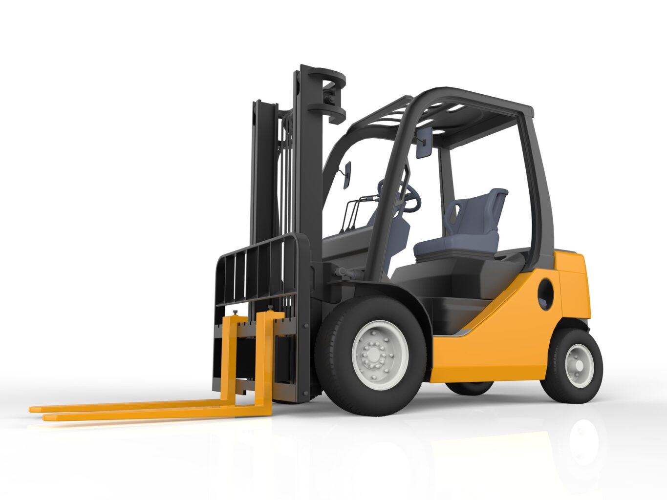 Yellow Forklift Truck, Isolated on White Background